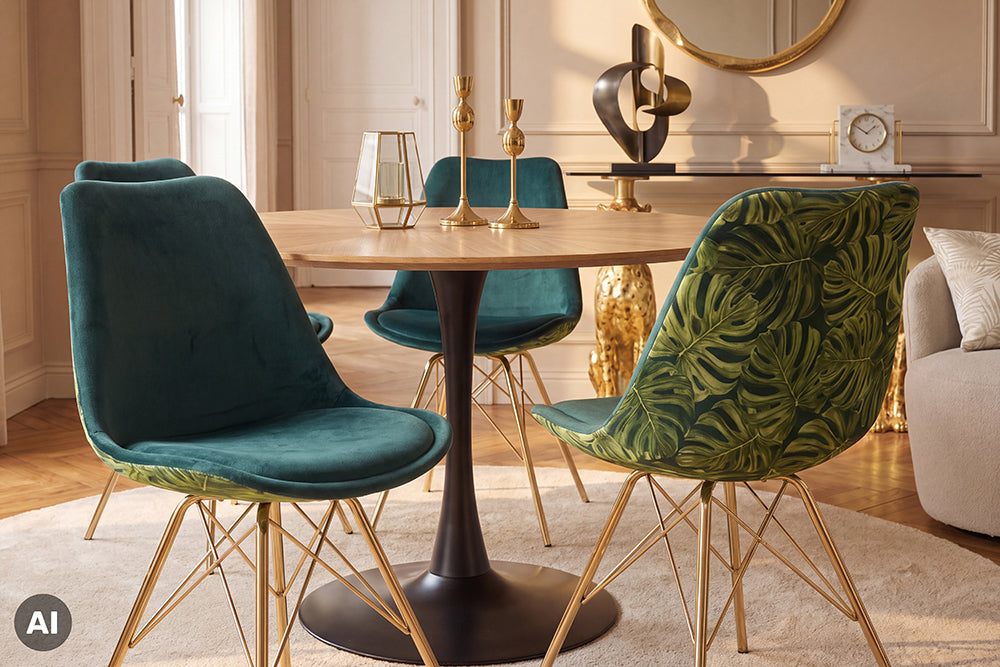 Design Stuhl SCANDINAVIA MEISTERSTÜCK Chenille Metallgestell