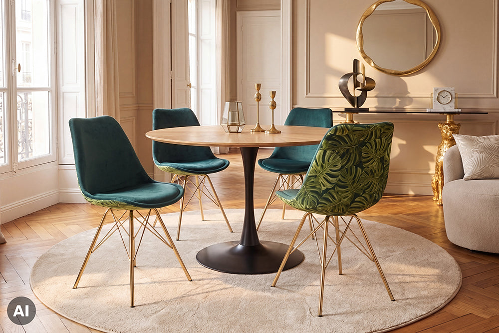 Design Stuhl SCANDINAVIA MEISTERSTÜCK Chenille Metallgestell