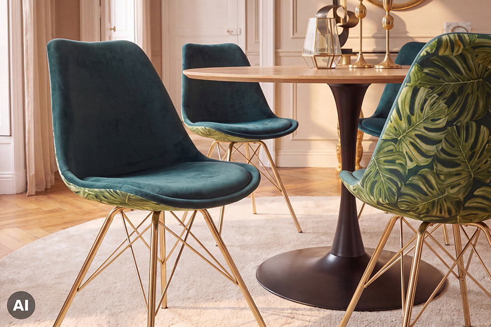 Design Stuhl SCANDINAVIA MEISTERSTÜCK Chenille Metallgestell
