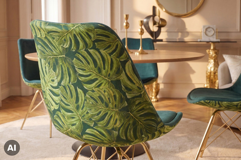 Design Stuhl SCANDINAVIA MEISTERSTÜCK Chenille Metallgestell