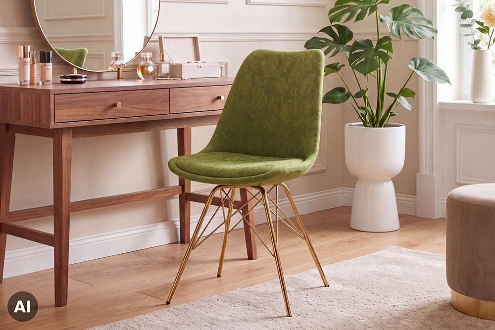 Design Stuhl SCANDINAVIA MEISTERSTÜCK Chenille Metallgestell