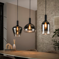 Pendelleuchte ZENITH 3F – Chromfarbene Glasschirme & Arktisschwarz