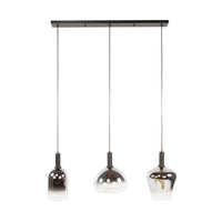 Pendelleuchte ZENITH 3F – Chromfarbene Glasschirme & Arktisschwarz