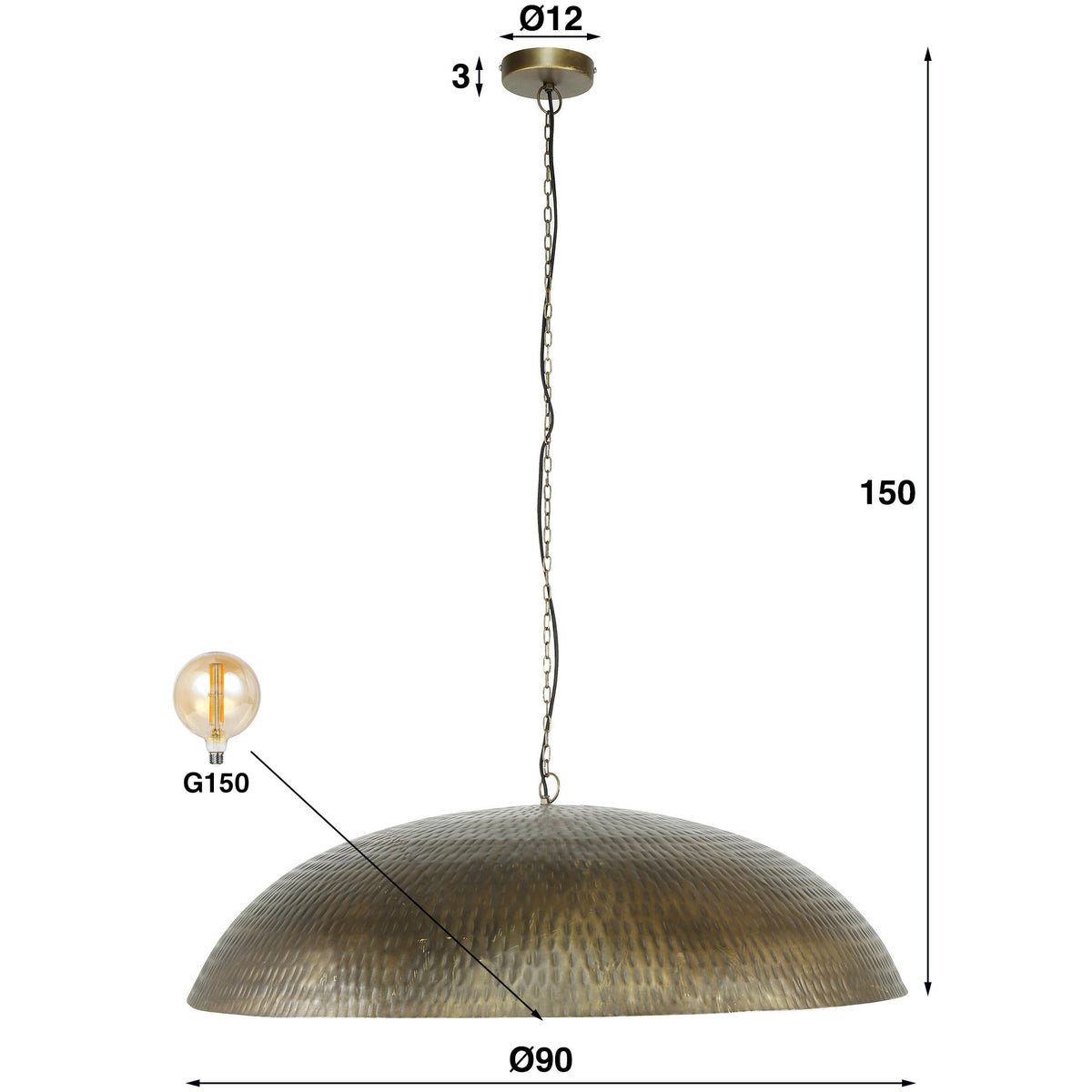 CUPOLA Pendelleuchte 1-Fassung Ø90cm / Antikbronze