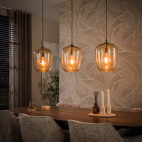 Pendelleuchte PYTHON 3F – Amberfarbenes Glas & Bronze