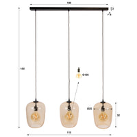 Pendelleuchte PYTHON 3F – Amberfarbenes Glas & Bronze