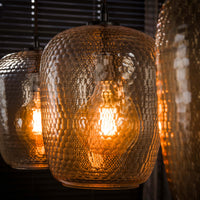 Pendelleuchte PYTHON 3F – Amberfarbenes Glas & Bronze