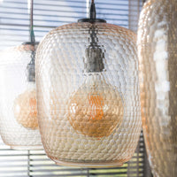 Pendelleuchte PYTHON 3F – Amberfarbenes Glas & Bronze