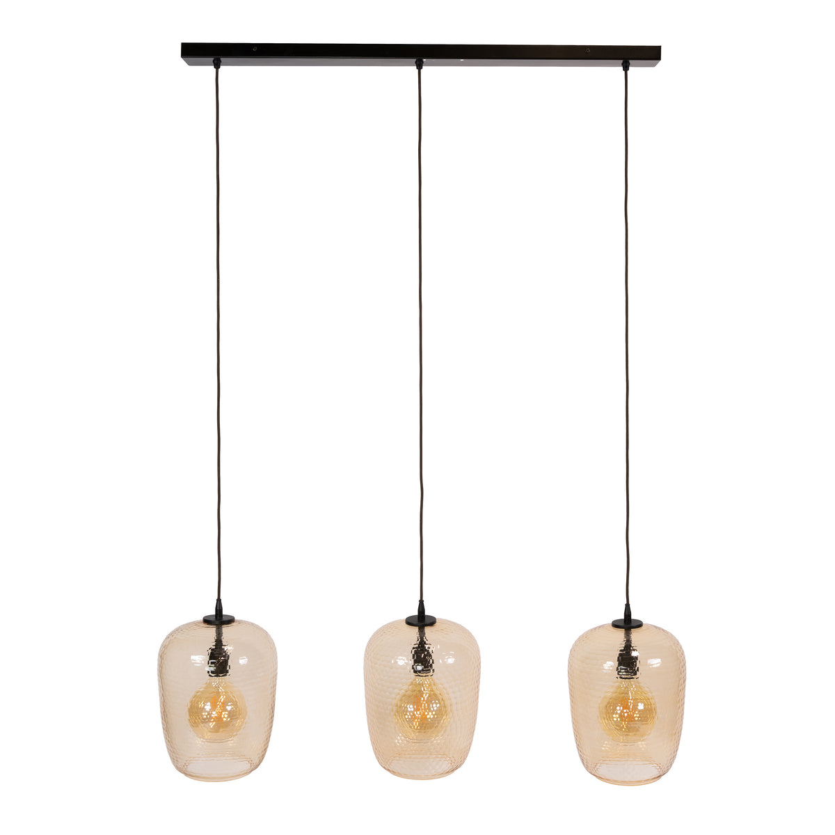 Pendelleuchte PYTHON 3F – Amberfarbenes Glas & Bronze