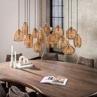 Pendelleuchte Rib Glass 5+5+5-Fassungen / Amberfarbenes Glas
