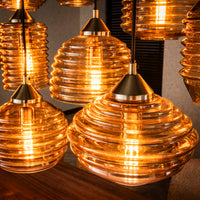 Pendelleuchte Rib Glass 5+5+5-Fassungen / Amberfarbenes Glas