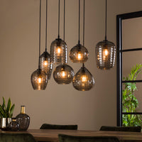 Pendelleuchte Hexagon 4+3-Fassungen / Smoke grey Glas