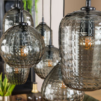 Pendelleuchte Hexagon 4+3-Fassungen / Smoke grey Glas