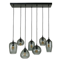 Pendelleuchte Hexagon 4+3-Fassungen / Smoke grey Glas