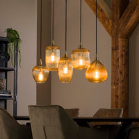 Pendelleuchte Stripe 5-Fassungen / Amberfarbenes Glas