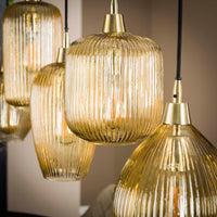 Pendelleuchte Stripe 5-Fassungen / Amberfarbenes Glas
