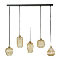 Pendelleuchte Stripe 5-Fassungen / Amberfarbenes Glas