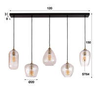 Pendelleuchte Diamond Grain 5-Fassungen / Diamantglas