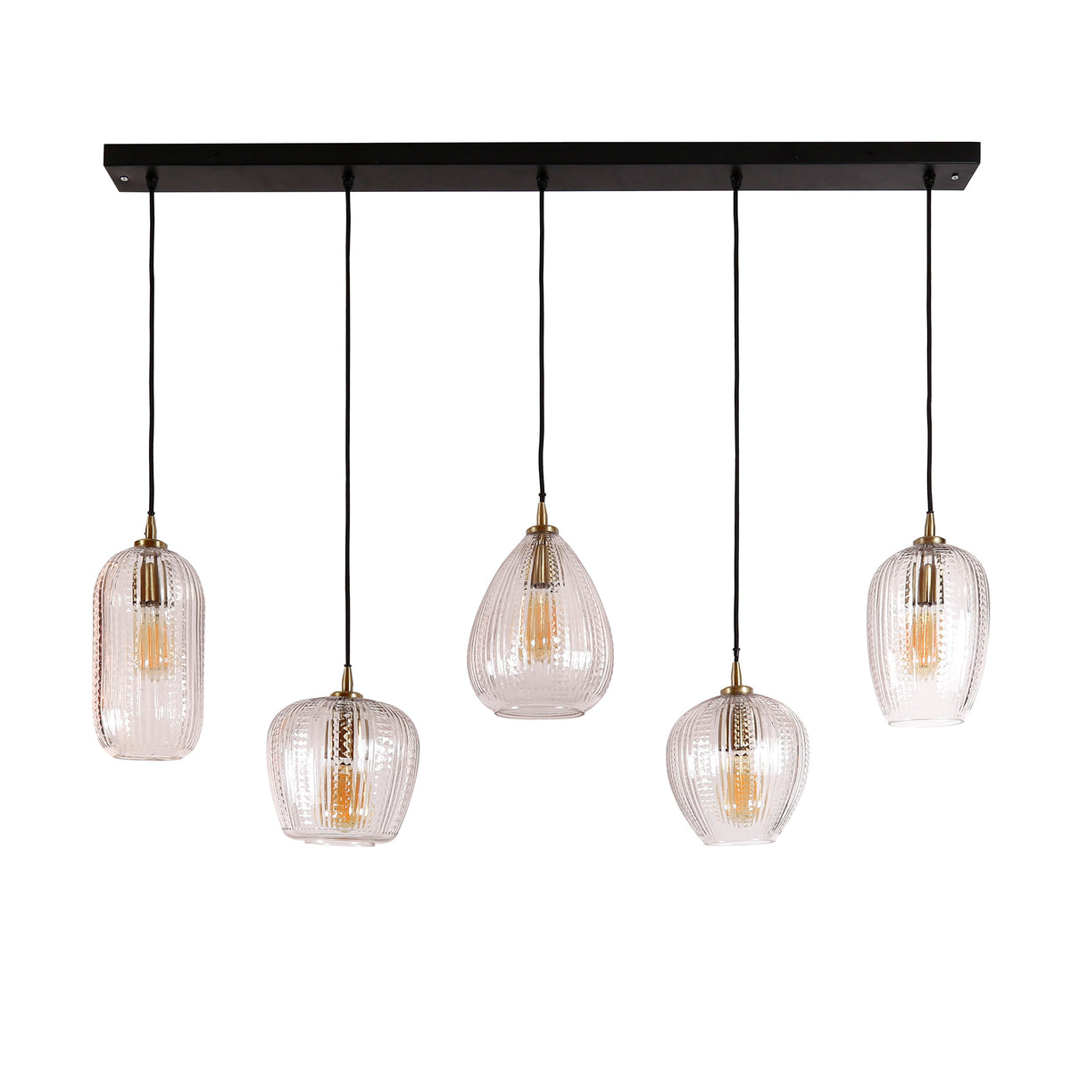 Pendelleuchte Diamond Grain 5-Fassungen / Diamantglas