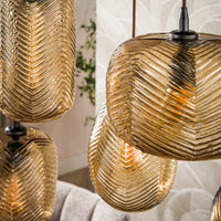 Pendelleuchte Chevron 4+3-Fassungen / Smoke braun Glas
