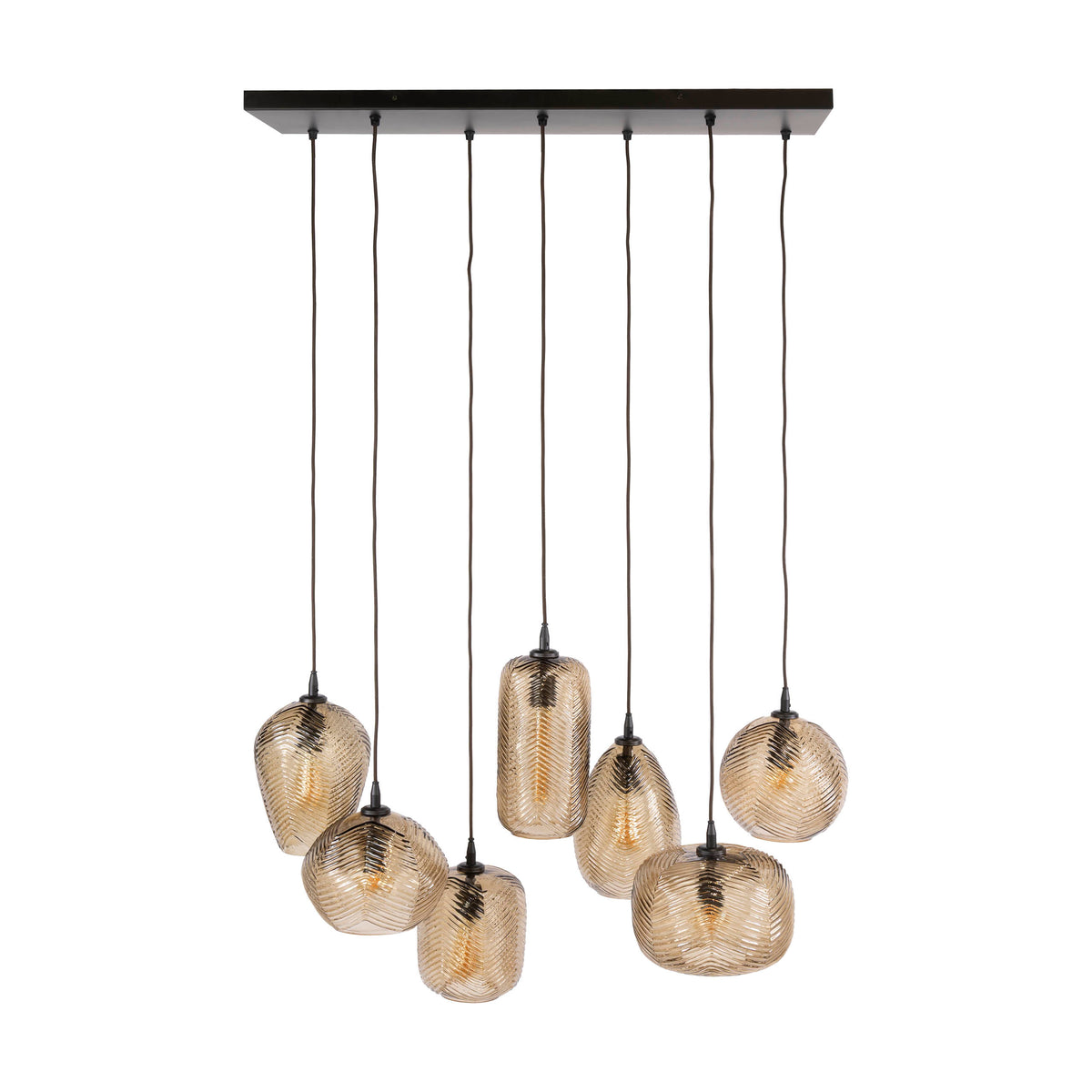Pendelleuchte Chevron 4+3-Fassungen / Smoke braun Glas