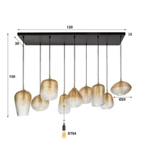 DOT Pendelleuchte 5+4-Fassungen / Amberfarbenes Glas