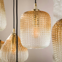 DOT Pendelleuchte 5+4-Fassungen / Amberfarbenes Glas