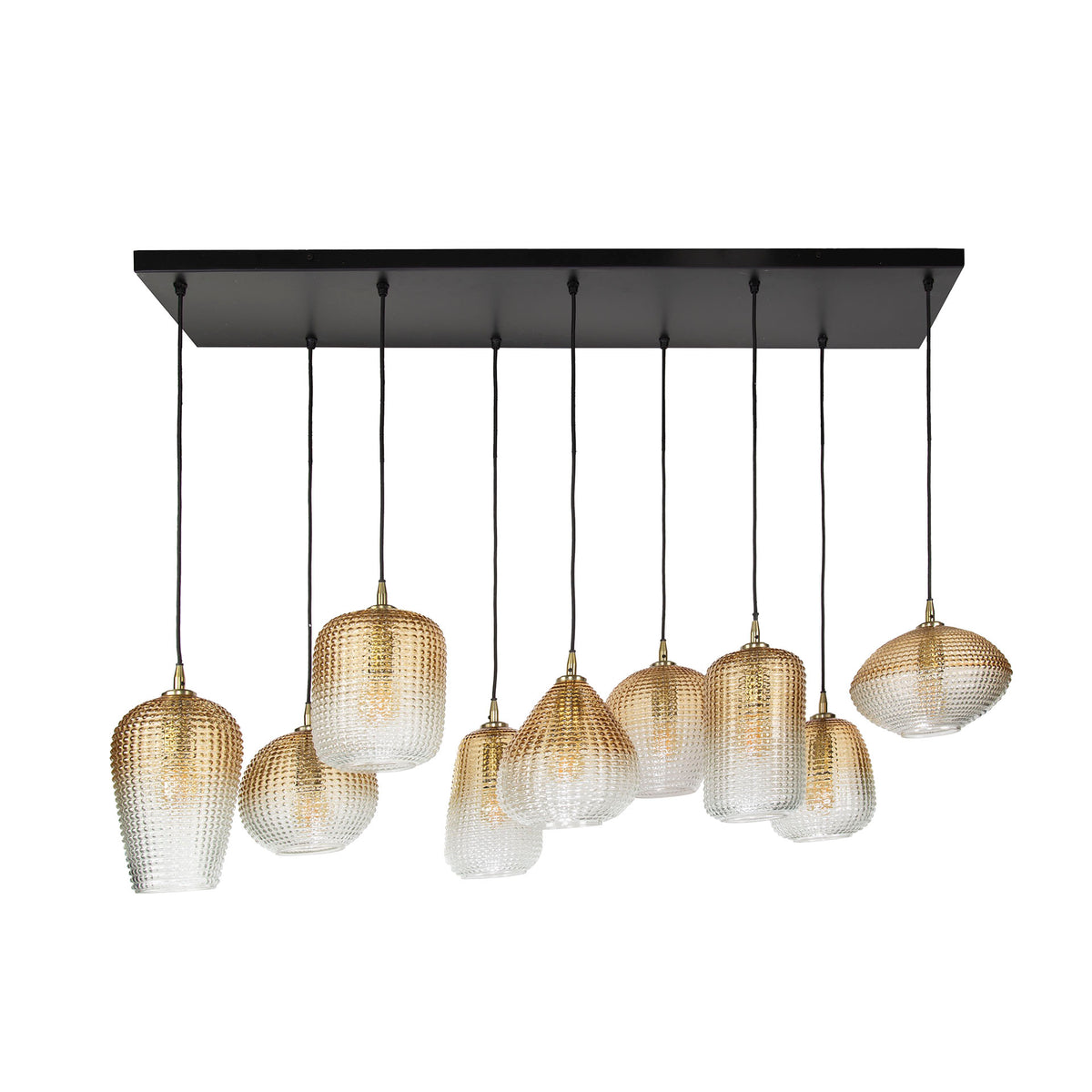 DOT Pendelleuchte 5+4-Fassungen / Amberfarbenes Glas