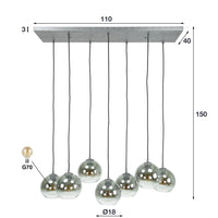 Pendelleuchte Bubble Shaded 4+3-Fassungen / Alt Silber
