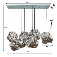Pendelleuchte Rock 4+3-Fassungen / Chromglas