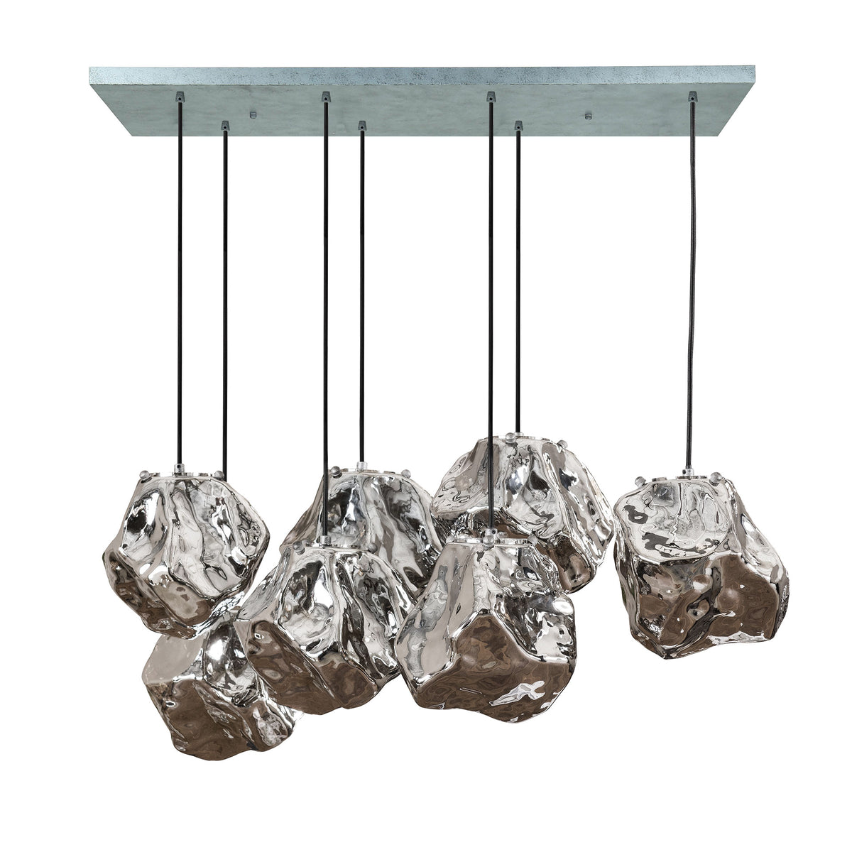 Pendelleuchte Rock 4+3-Fassungen / Chromglas