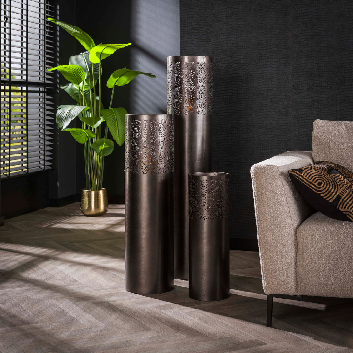 Stehleuchte Cylinder Glow 1-Fassung 60cm / Schwarznickel