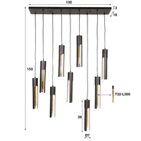 Pendelleuchte Tube 5+4-Fassungen / Artic schwarz