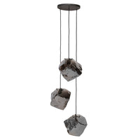 Pendelleuchte Rock gestuft 3-Fassungen / Chromglas