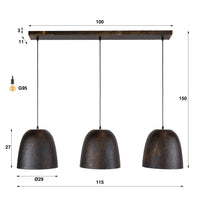 Pendelleuchte Nova 3-Fassungen / Smoked brown