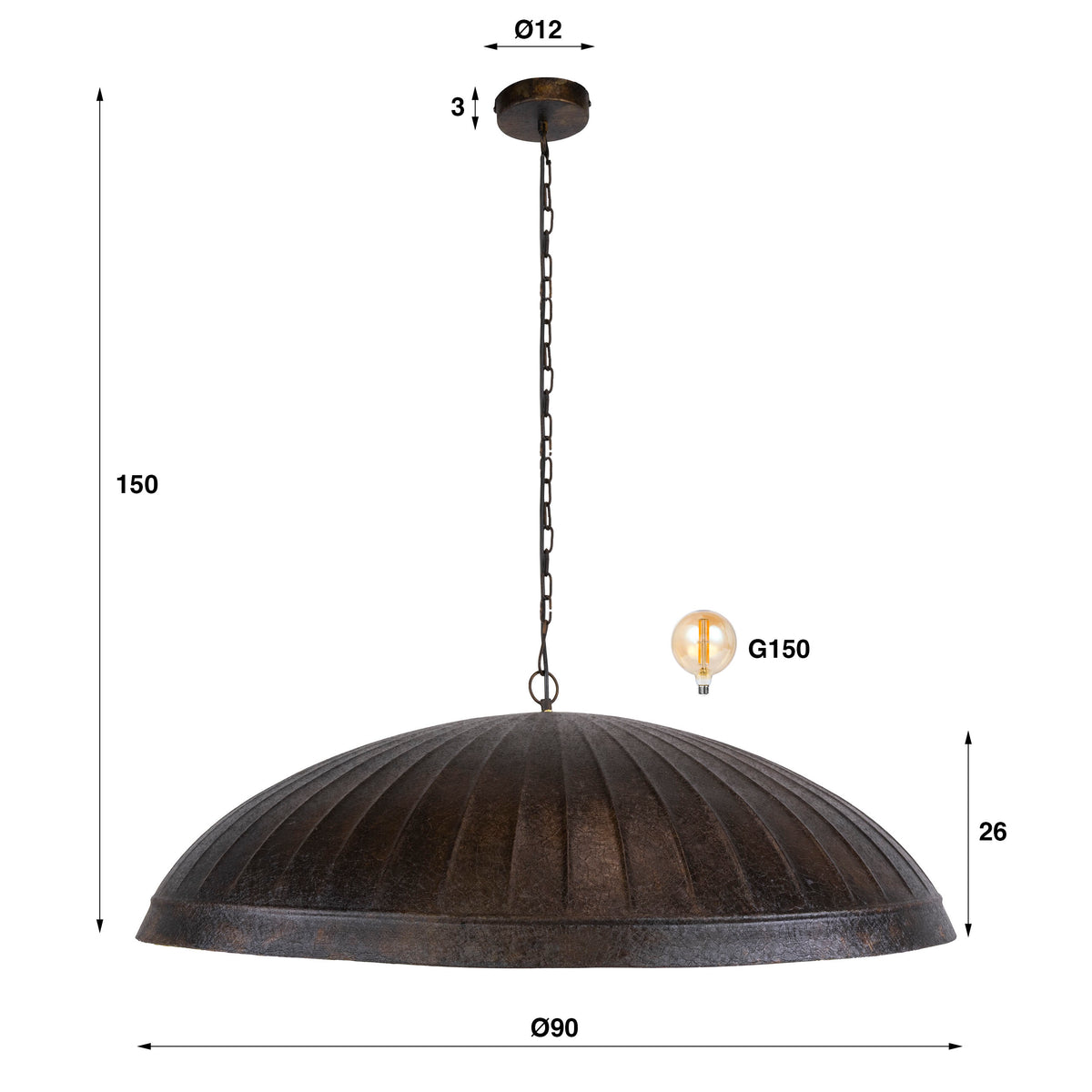Guard Pendelleuchte 1-Fassung Ø90cm / Smoked brown