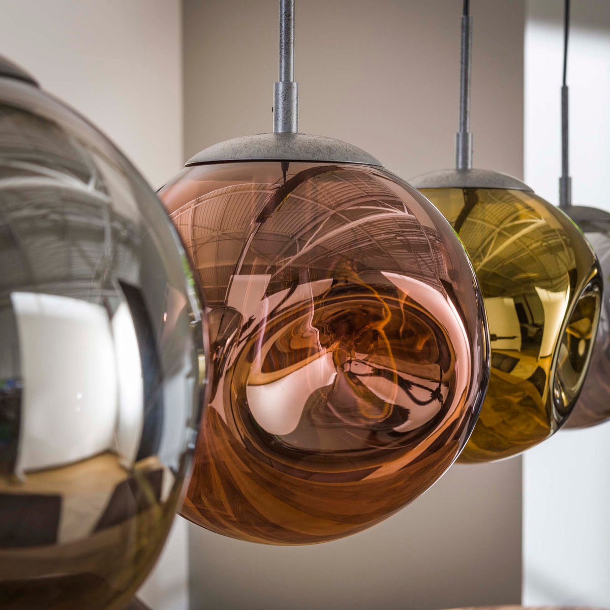 STELLAR Pendelleuchte 4-Fassungen / Alt Silber/ Sienna Braun