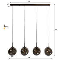 STELLAR Pendelleuchte 4-Fassungen / Alt Silber/ Sienna Braun