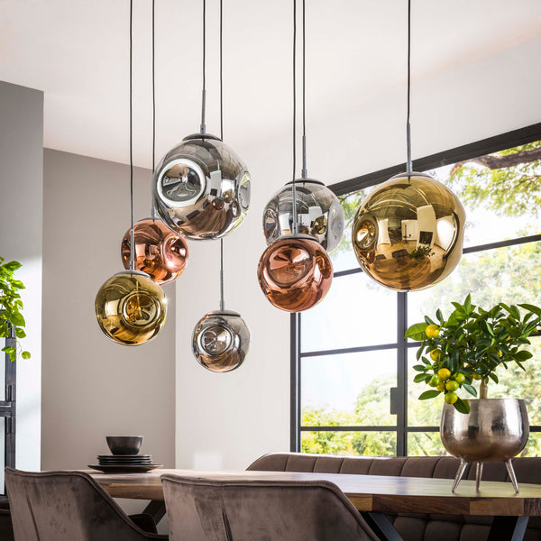 STELLAR Pendelleuchte 4+3-Fassungen / Alt Silber