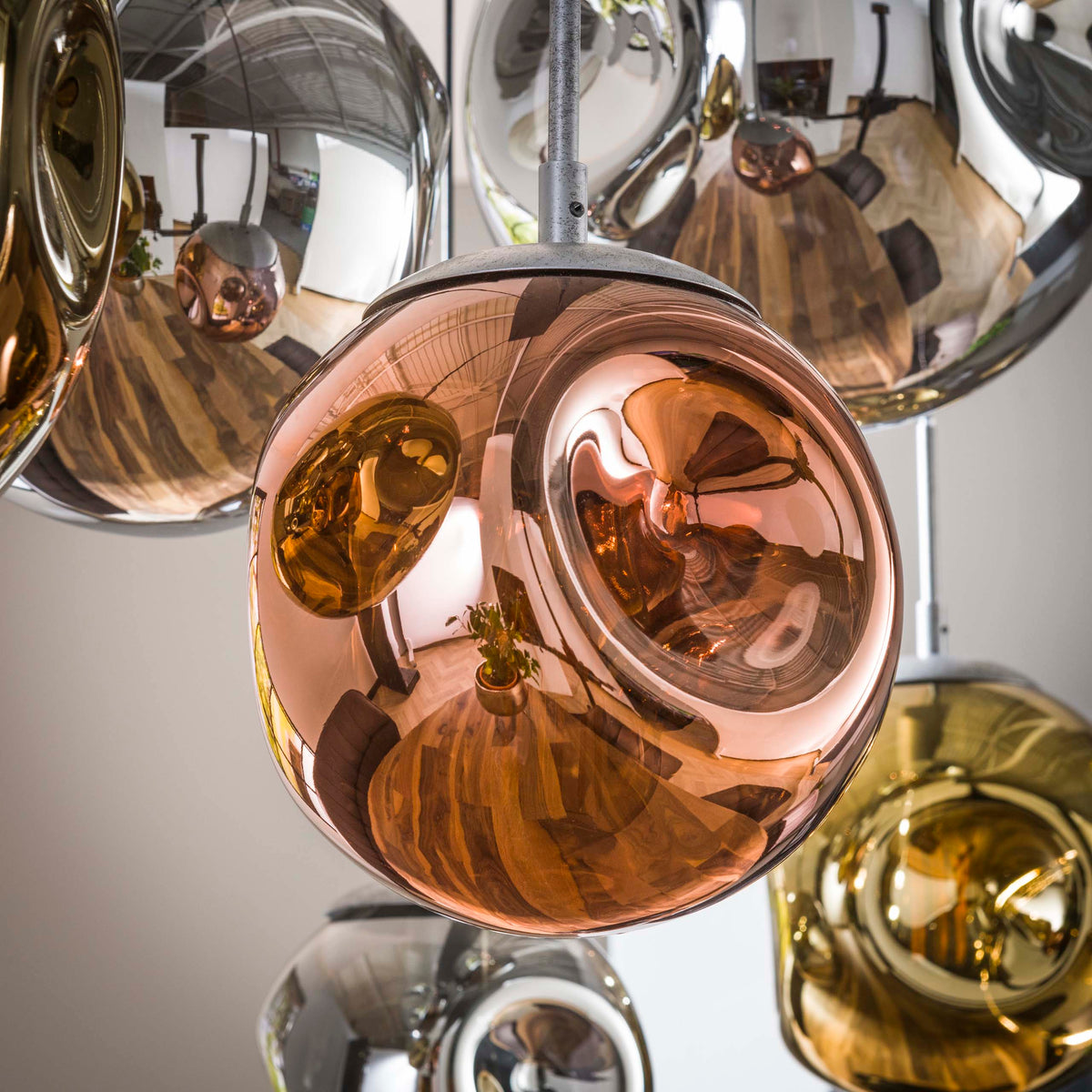 STELLAR Pendelleuchte 4+3-Fassungen / Alt Silber