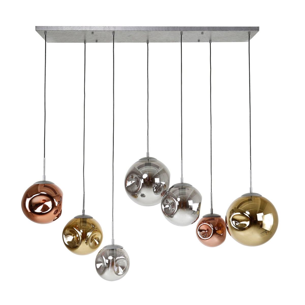 STELLAR Pendelleuchte 4+3-Fassungen / Alt Silber