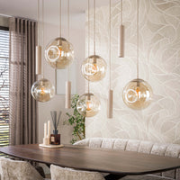 Pendelleuchte STELLAR 5+4F – 9-flammig – Sienna Braun oder Beige