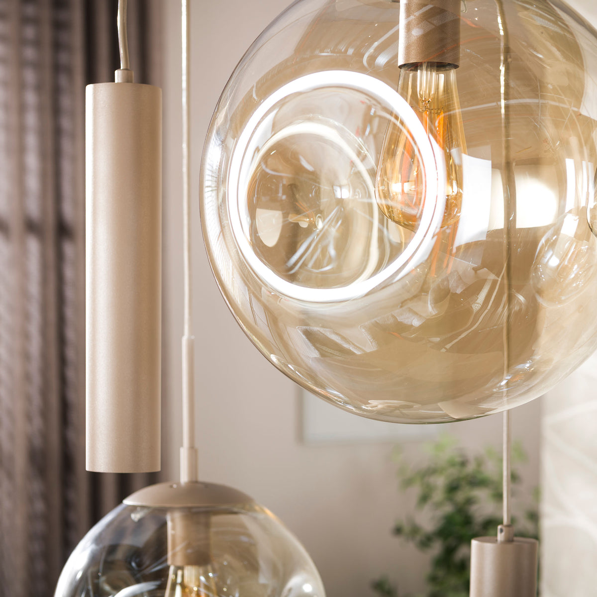 Pendelleuchte STELLAR 5+4F – 9-flammig – Sienna Braun oder Beige