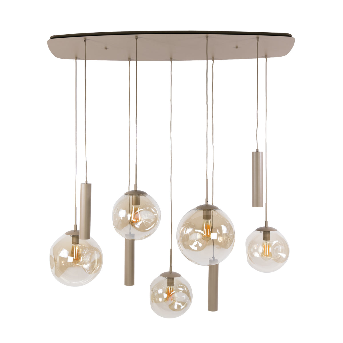 Pendelleuchte STELLAR 5+4F – 9-flammig – Sienna Braun oder Beige