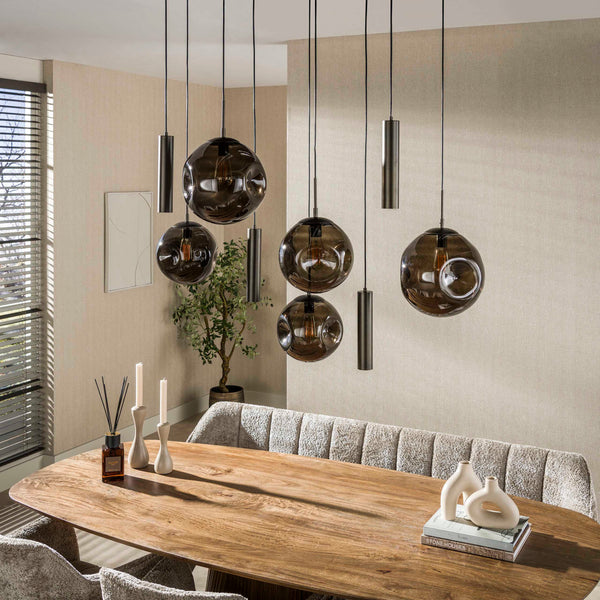 Pendelleuchte STELLAR 5+4F – 9-flammig – Sienna Braun oder Beige
