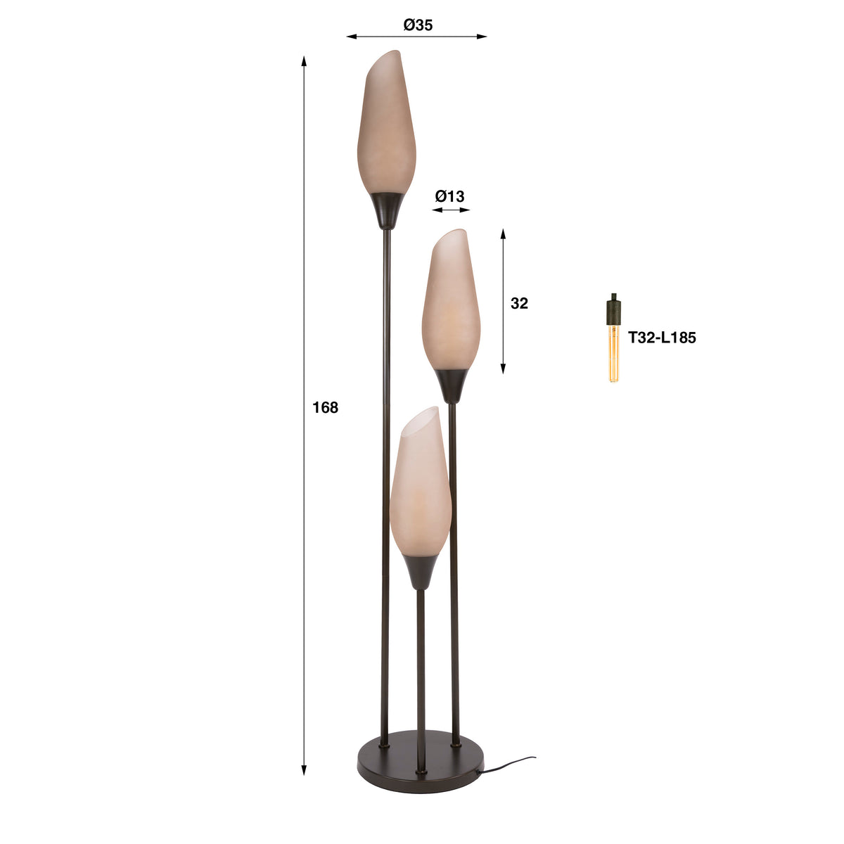 Stehleuchte Cocoon 3-Fassungen