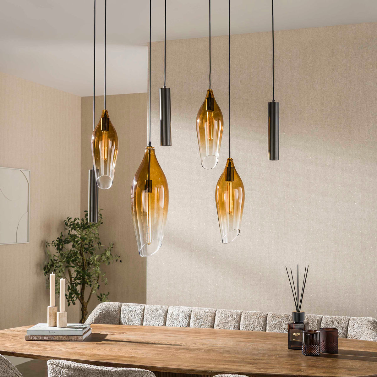 Pendelleuchte Cocoon 4+3-Fassungen