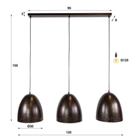 Pendelleuchte KOSMOS 3F – 3-flammig aus perforiertem Metall