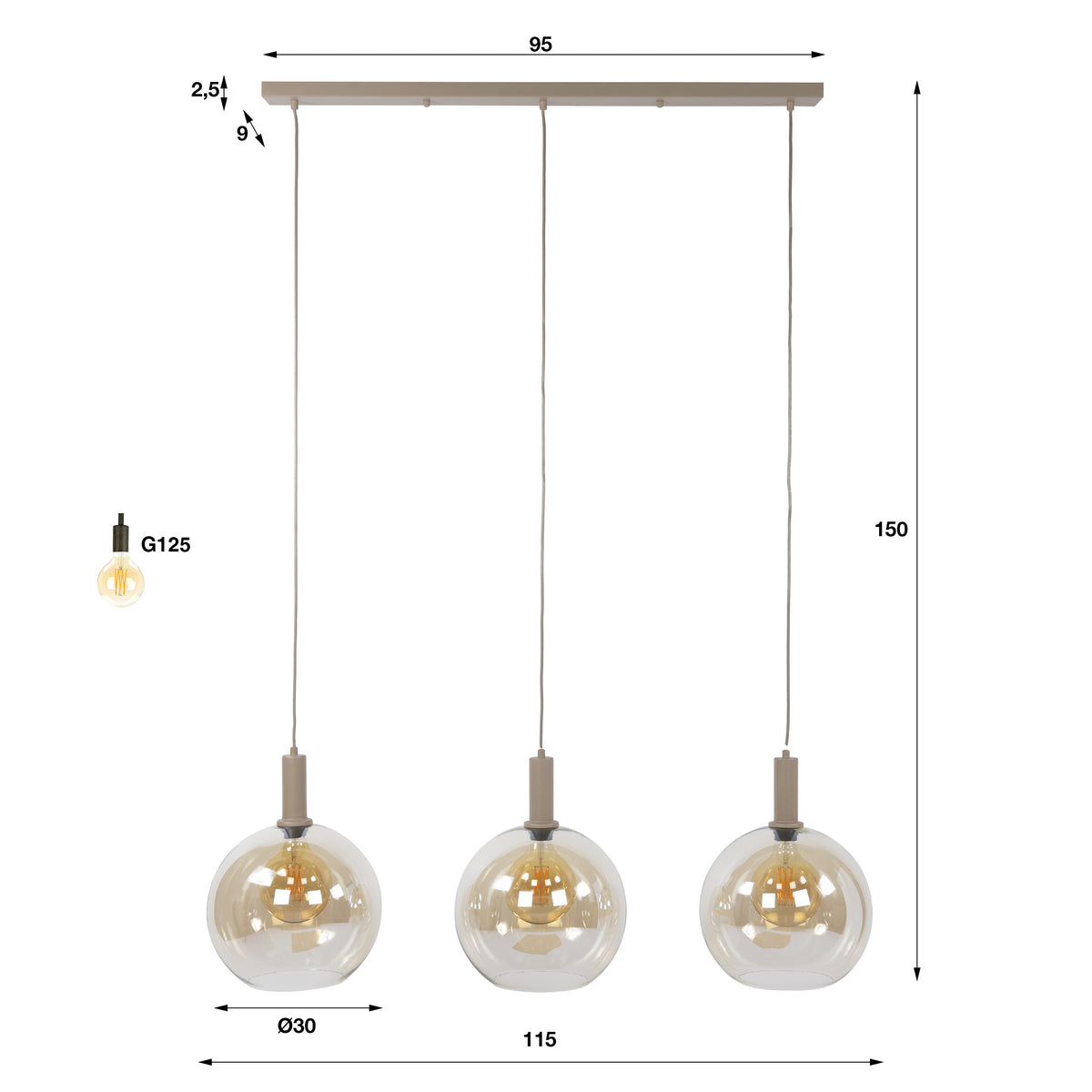 Pendelleuchte Sfera Tricolore 3-Fassungen