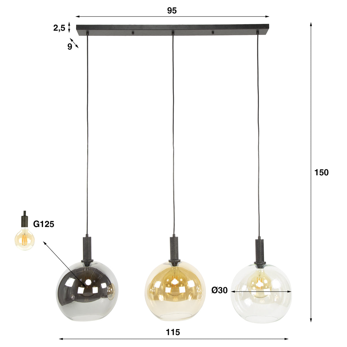 Pendelleuchte Sfera 3-Fassungen
